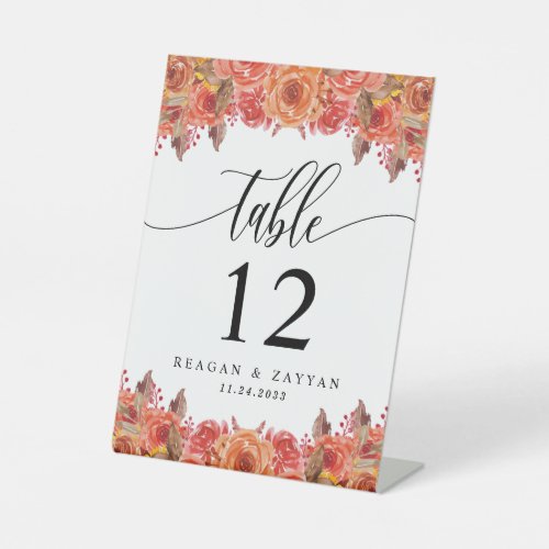 Wedding Table Numbers 17 Fall Rustic Floral Autumn Wedding Table Number Pedestal Sign