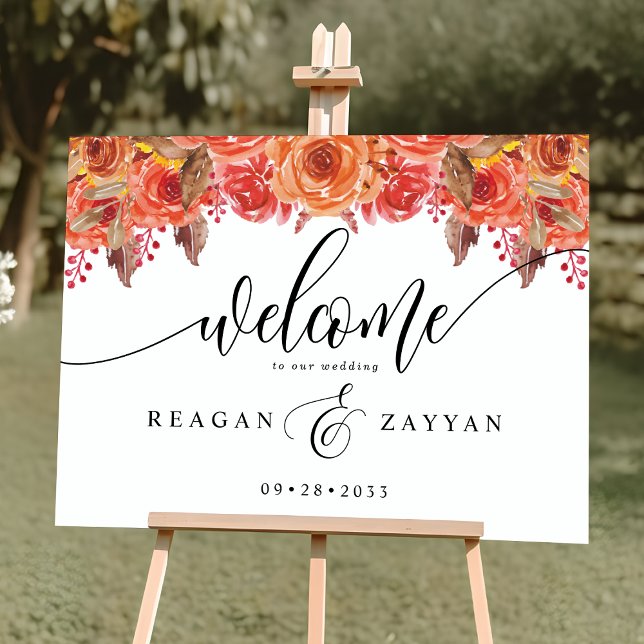Fall Rustic Floral Autumn Wedding Welcome Foam Boa Foam Board (Creator Uploaded)