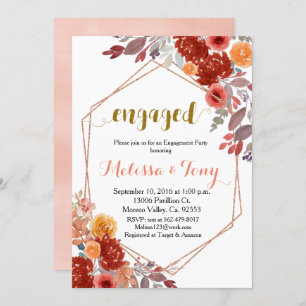 Fall Rustic Floral engagement party Invitation