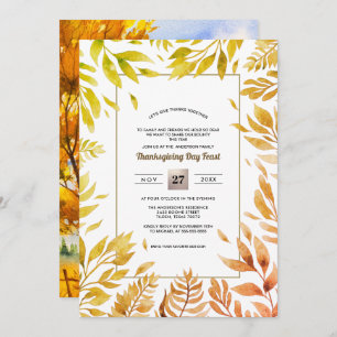 Fall Rustic Landscape Fall Foliage Thanksgiving Invitation