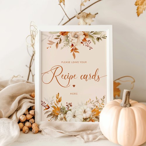 Fall rustic leave your recipe card here poster