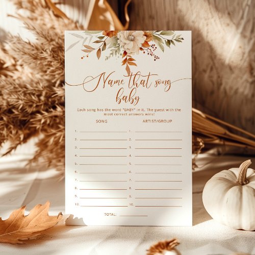 Fall rustic Name that song baby shower game