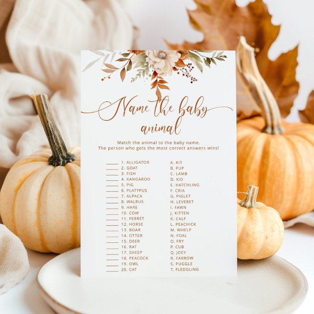 Fall rustic Name the baby animal baby shower game (Creator Uploaded)