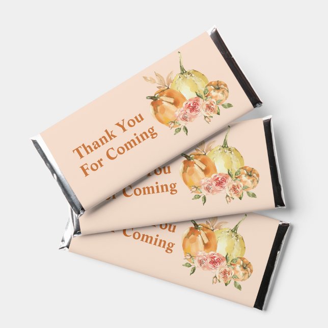 Fall rustic Pumpkin Blush Florals Candy Wrapper Hershey Bar Favors (Creator Uploaded)