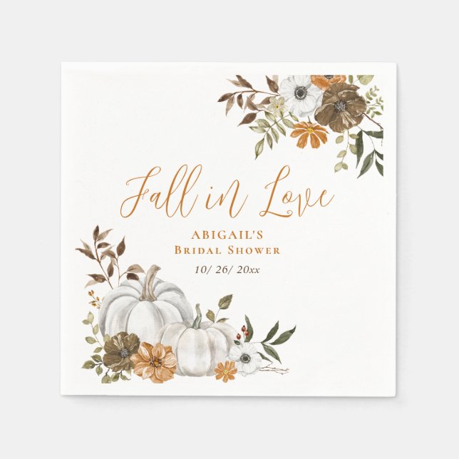 Fall Rustic Pumpkin Bridal Shower Napkins (Front)