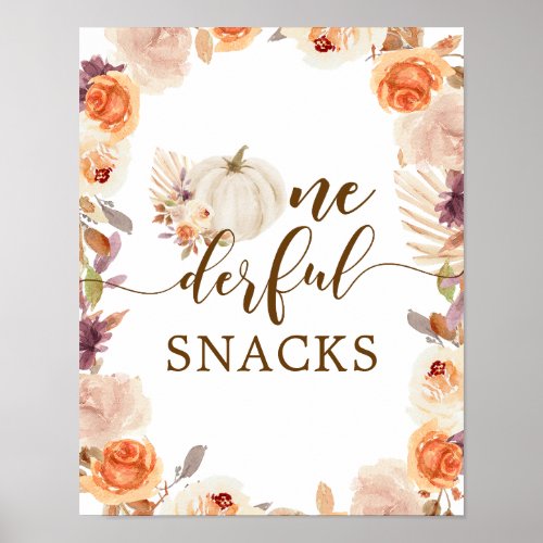 Fall Rustic Pumpkin Onederful Birthday Snacks Poster