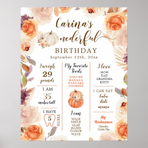Fall Rustic Pumpkin Onederful First Birthday Sign