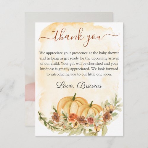 Fall Rustic Pumpkin Watercolor Floral Baby Shower Invitation