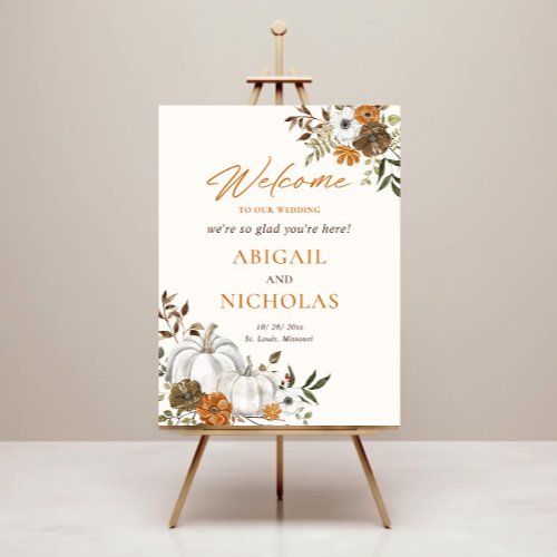 Fall Rustic Pumpkin Welcome to the Wedding Sign