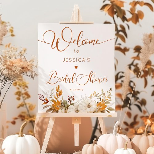 Fall rustic pumpkins bridal shower welcome foam board