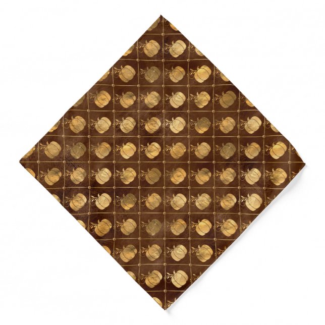 Fall Rustic Shabby Chic Gold Pumpkins Vintage Bandana (Front)