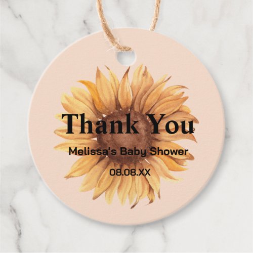 Fall rustic sunflower thank you favor tags