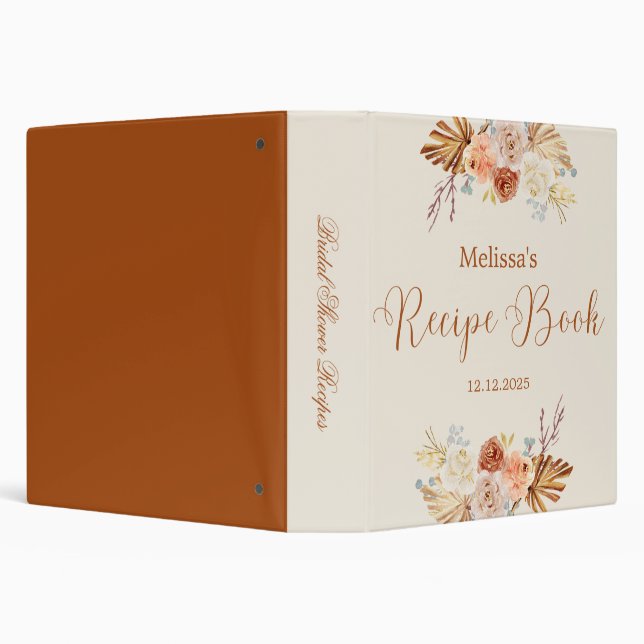 Fall Rustic Terracotta Bridal Shower Recipe Book 3 Ring Binder (Background)