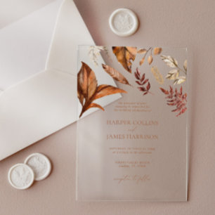 Fall Rustic Terracotta Floral Wedding Acrylic Invitations