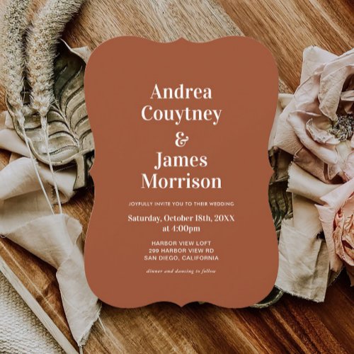 Fall Rustic Terracotta Wedding  Invitation