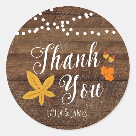 Fall Rustic Thank You Stickers | Zazzle.com