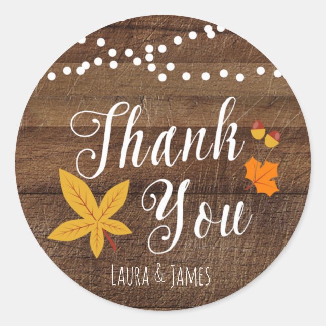 Fall Rustic Thank You Stickers (Front)