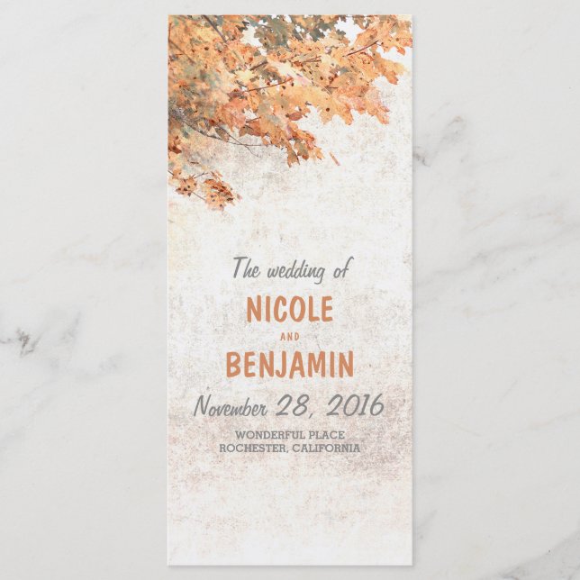 Fall Rustic Wedding Programs (Front)