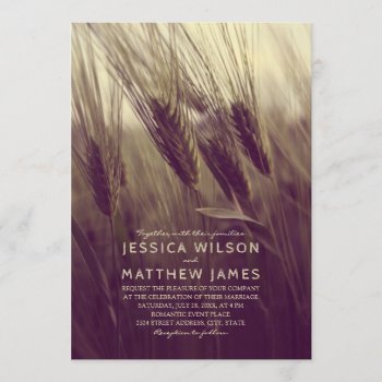 Fall Rustic Wheat Modern Country Summer Wedding Invitation by superdazzle at Zazzle