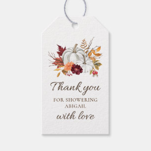 Fall Rustic White Pumpkin Baby Shower Favor Tag