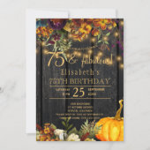Fall rusty flowers rustic chic 75 fabulous years invitation (Front)