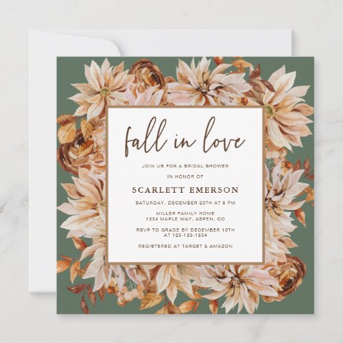 Fall Sage Green Bridal Shower Invitation