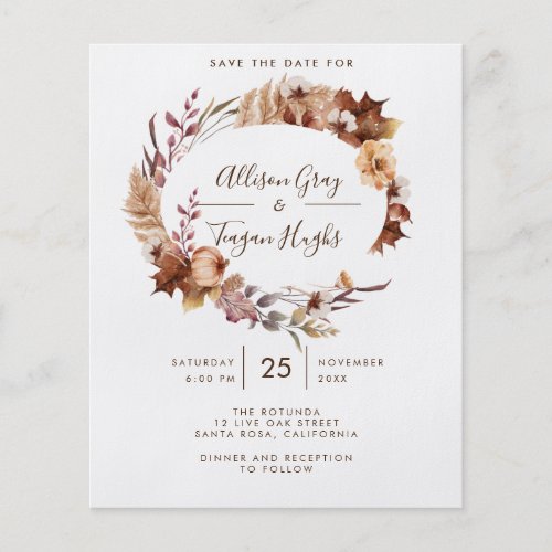 Fall Save the Date Postcard Flyer