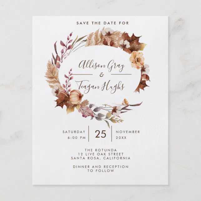 Fall Save the Date Postcard Flyer | Zazzle