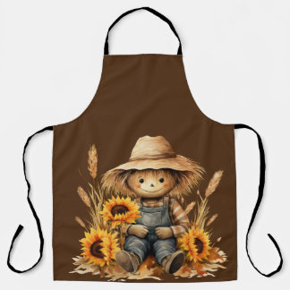 Fall Scarecrow and Sunflowers  Apron