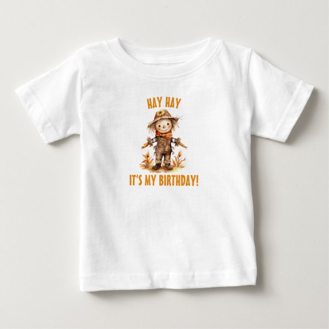 Fall Scarecrow Cute Birthday Baby T-Shirt (Front)