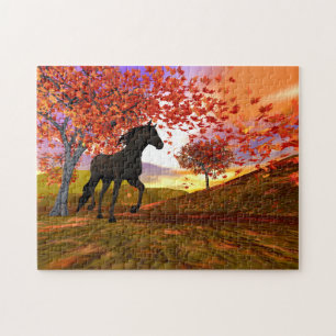 Fall Scene and Horse Jigsaw Puzzle