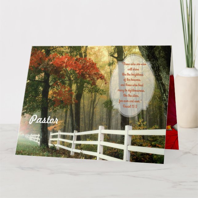 Fall Scene Custom Pastor Appreciation From All Thank You Card (Front)