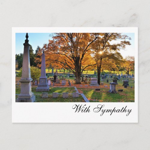 Fall Scene in Cemetery  Sugar Maple  Sympathy Postcard