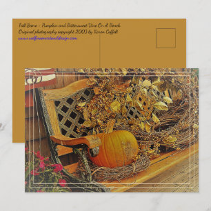 Fall Scene / Pumpkin & Bittersweet 5 x 7 Postcard
