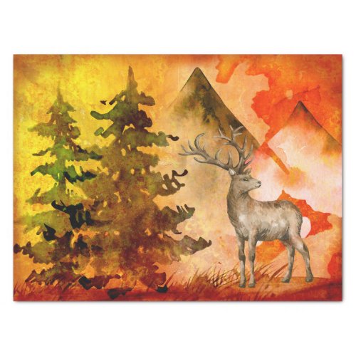 Fall Scenery with Large Antler Buck Decoupage Tissue Paper