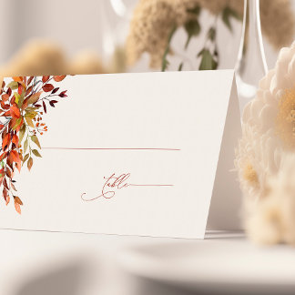FALL Script Wedding Place Card Burnt Orange