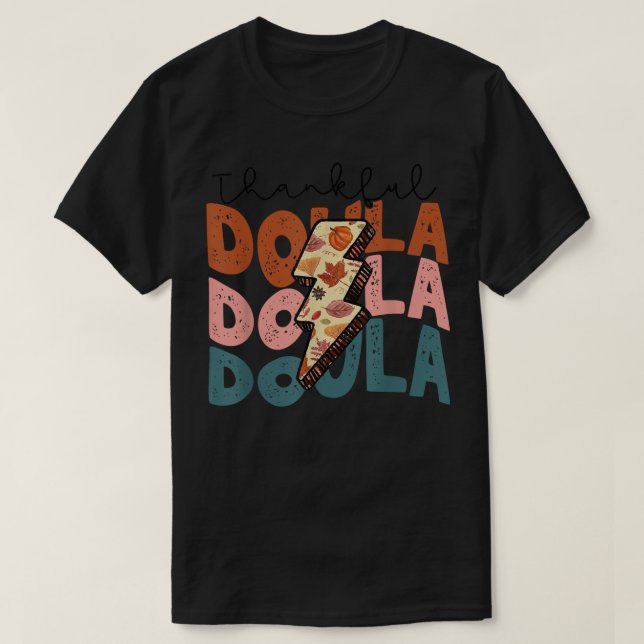 Fall Season Autumn Thankful Doula Thanksgiving Gif T-Shirt (Design Front)