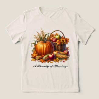 Fall Season Bounty of Blessings Ladies  Tri-Blend Shirt
