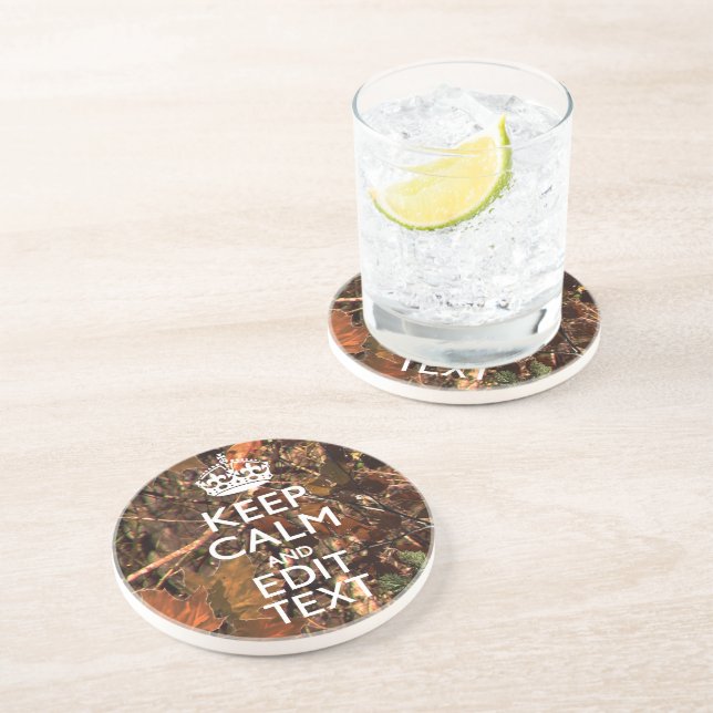 Fall Season Camouflage Keep Calm Your Text Coaster (Side)