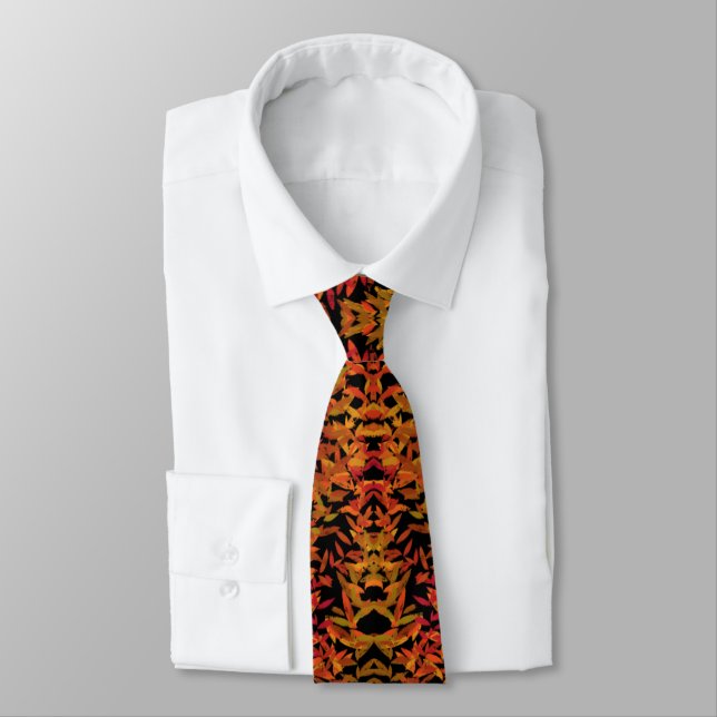 Fall Season Changing Colors Foliage Leaves Art Neck Tie (Tied)