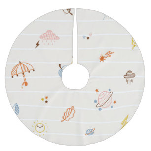 Fall season: colorful striped doodles. brushed polyester tree skirt