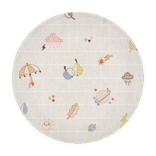 Fall season: colorful striped doodles. cutting board