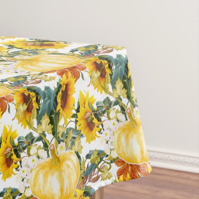 Fall Season Décor Pumpkin Pattern Tablecloth (In Situ)