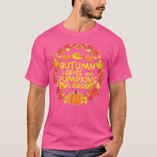 Fall Season Falling Autumn Leaves And Pumpkins Ple T-Shirt