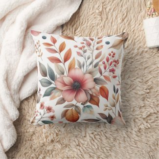 Fall Season Flowers Leaves Pattern 