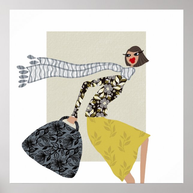 Fall Season Glam Fashion Art Poster Miss Wendy (Front)