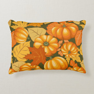 Fall Season Halloween Pumpkins Pattern Accent Pillow