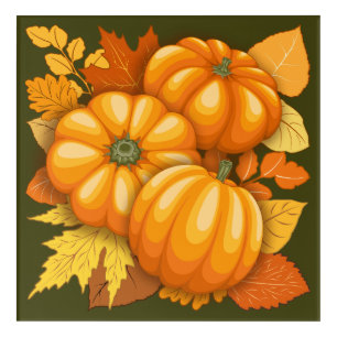 Fall Season Halloween Pumpkins Pattern Acrylic Print