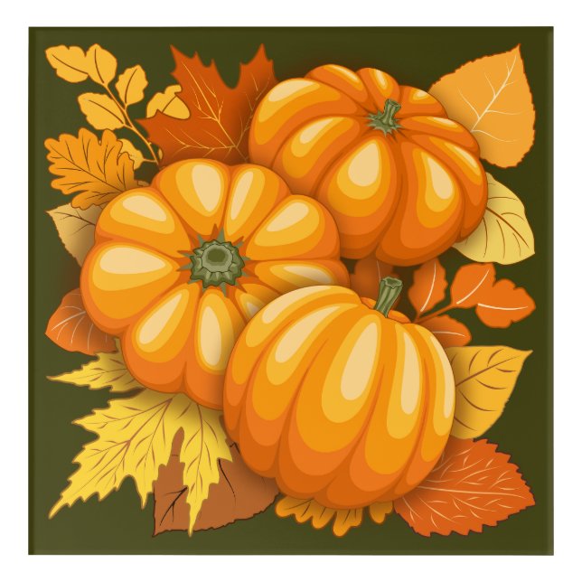 Fall Season Halloween Pumpkins Pattern Acrylic Print (Front)