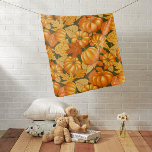 Fall Season Halloween Pumpkins Pattern Baby Blanket